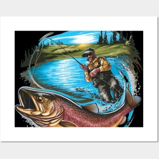 Cool Fishing For Men Women Fisherman Bass Trout Fish Hunting Posters and Art